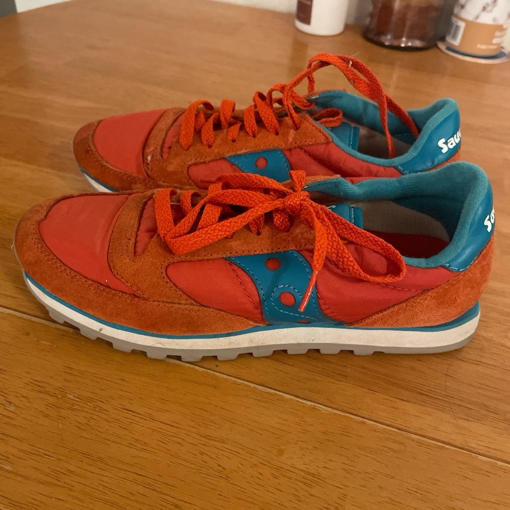 Saucony Vibrant Red and Teal Shoes